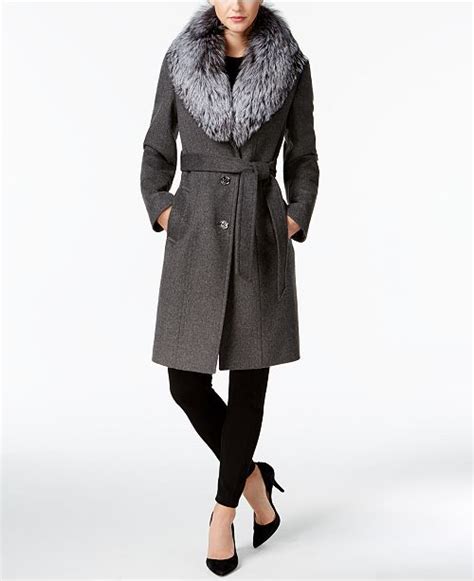 michael michael kors fox fur-trimmed wool-blend coat|mike kors faux fur peacoat.